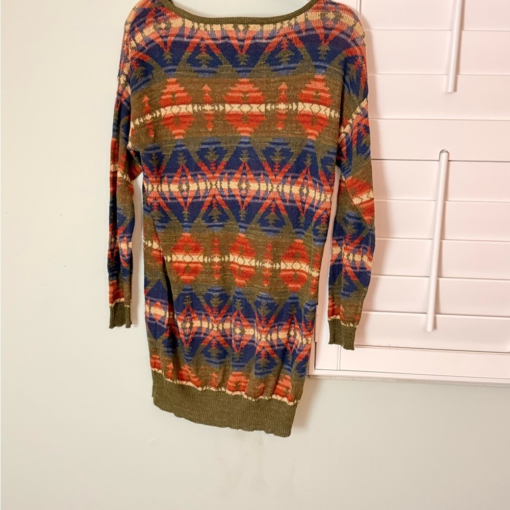 Vintage 90s Ralph Lauren Southwestern Coastal Cowgirl Knit Sweater Dress Size S - Picture 3 of 3
